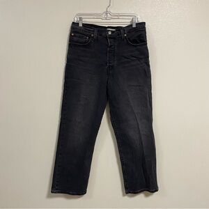 Levi’s Jeans Women Size 12/31 Well Worn Black Ribcage Straight Ankle Button fly